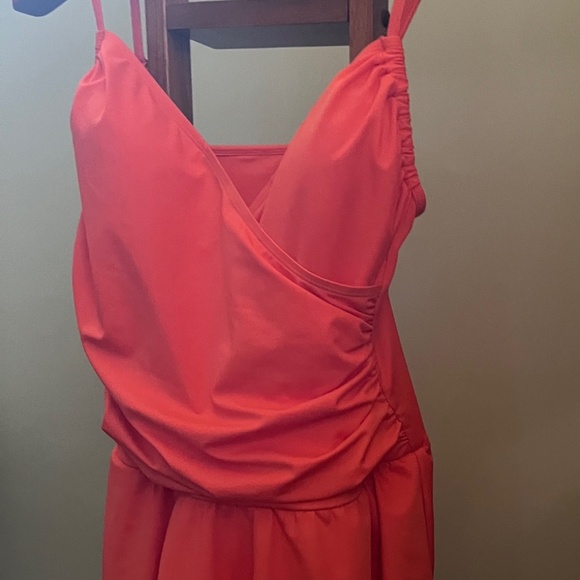 Aqua Green One-Piece Lined Swim Skirt NWOT W/ Attached Flirty Ruffle Skirt-SZ 8 - Picture 5 of 13